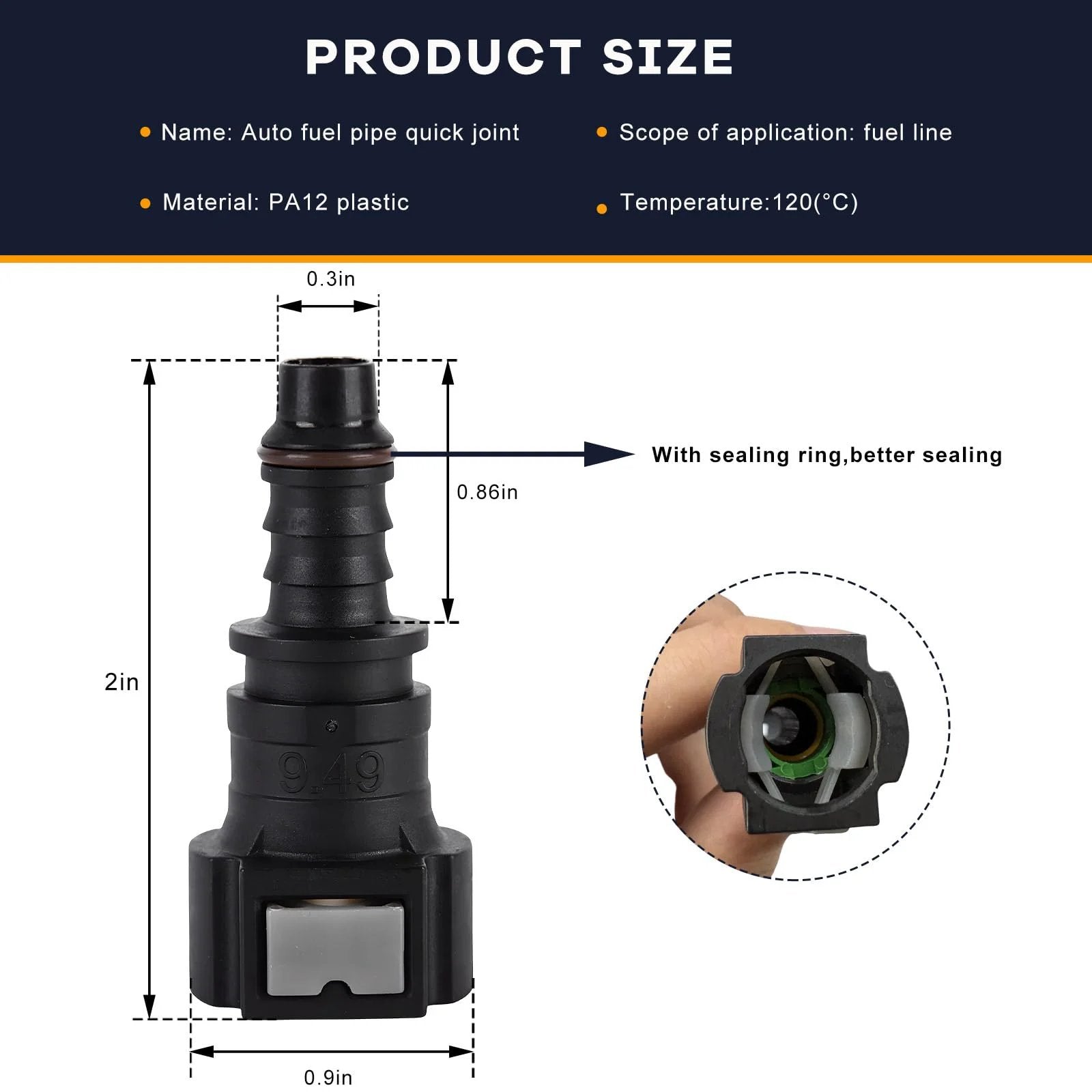 Two Pack Fuel Line Quick Connectors Three Eighths SAE To Five Sixteenths ID Nylon Tubing Straight Fittings PA12 Nylon