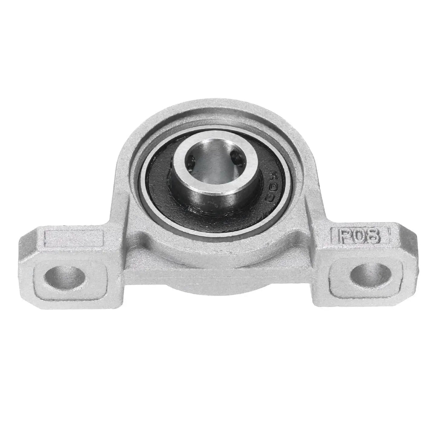 Front view of Self Aligning Pillow Block Bearing 8mm Bore Zinc Alloy Insert Bearing With Cast Iron Housing 55 x 13 x 28mm