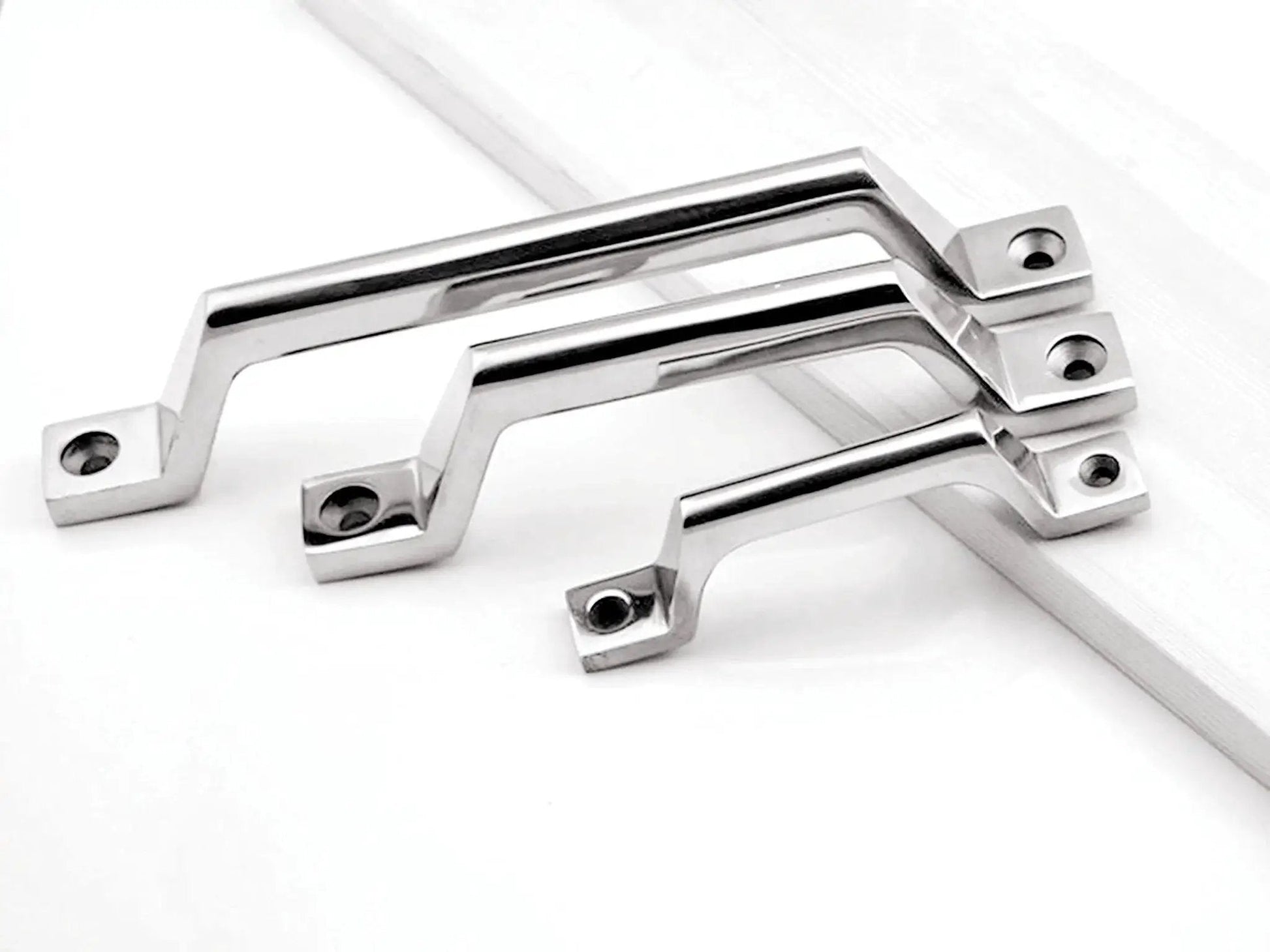 Heavy Duty 304 Stainless Steel Door Pull Handle With Bow Knobs for Cabinets and Doors, four size options