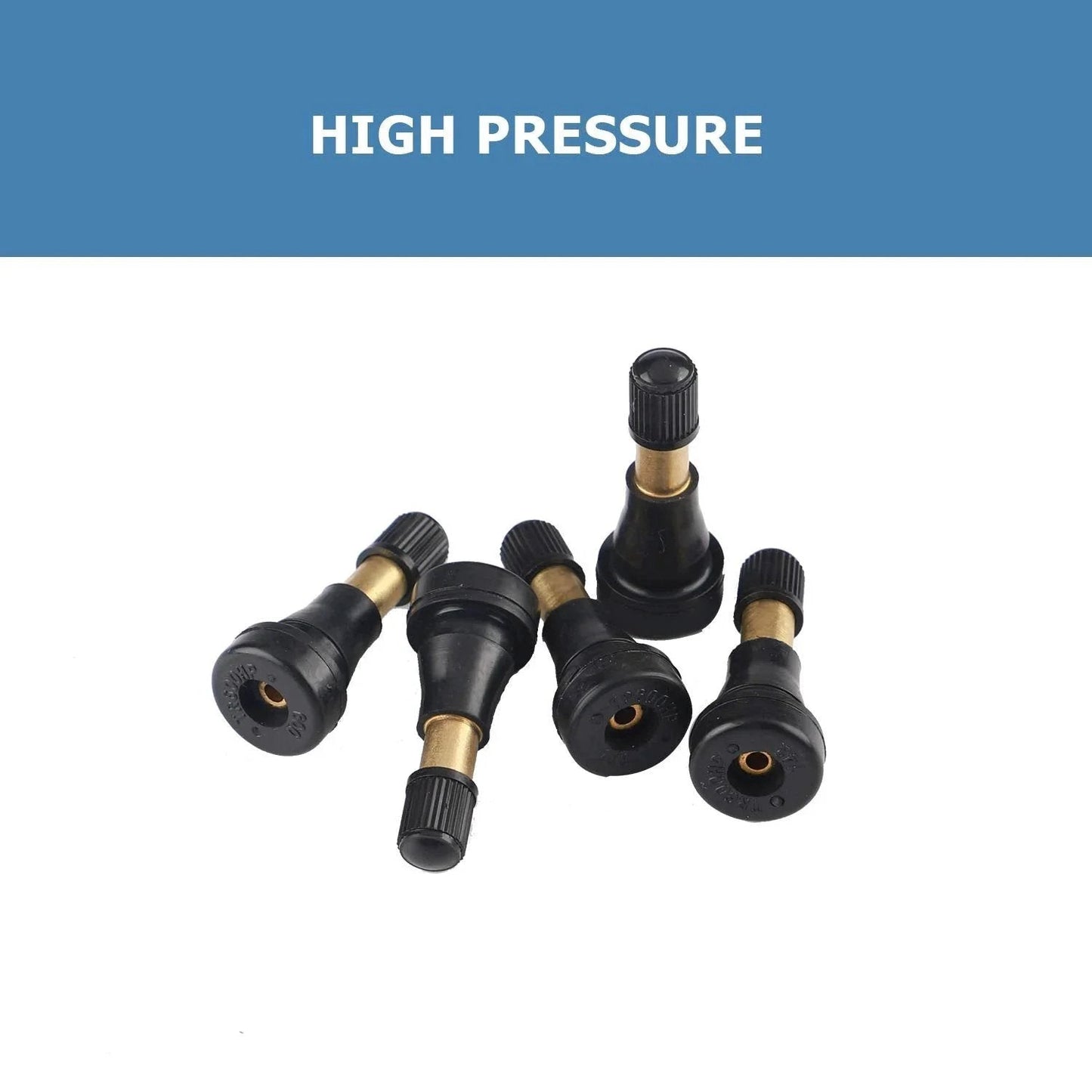 TR600HP High Pressure Brass Tire Valve Stems For Tubeless Systems Snap In 0.45 Inch Rim Holes 1.27 Inch Long.