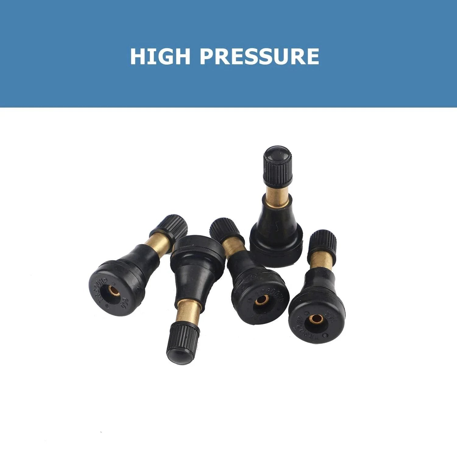 TR600HP High Pressure Brass Tire Valve Stems For Tubeless Systems Snap In 0.45 Inch Rim Holes 1.27 Inch Long.