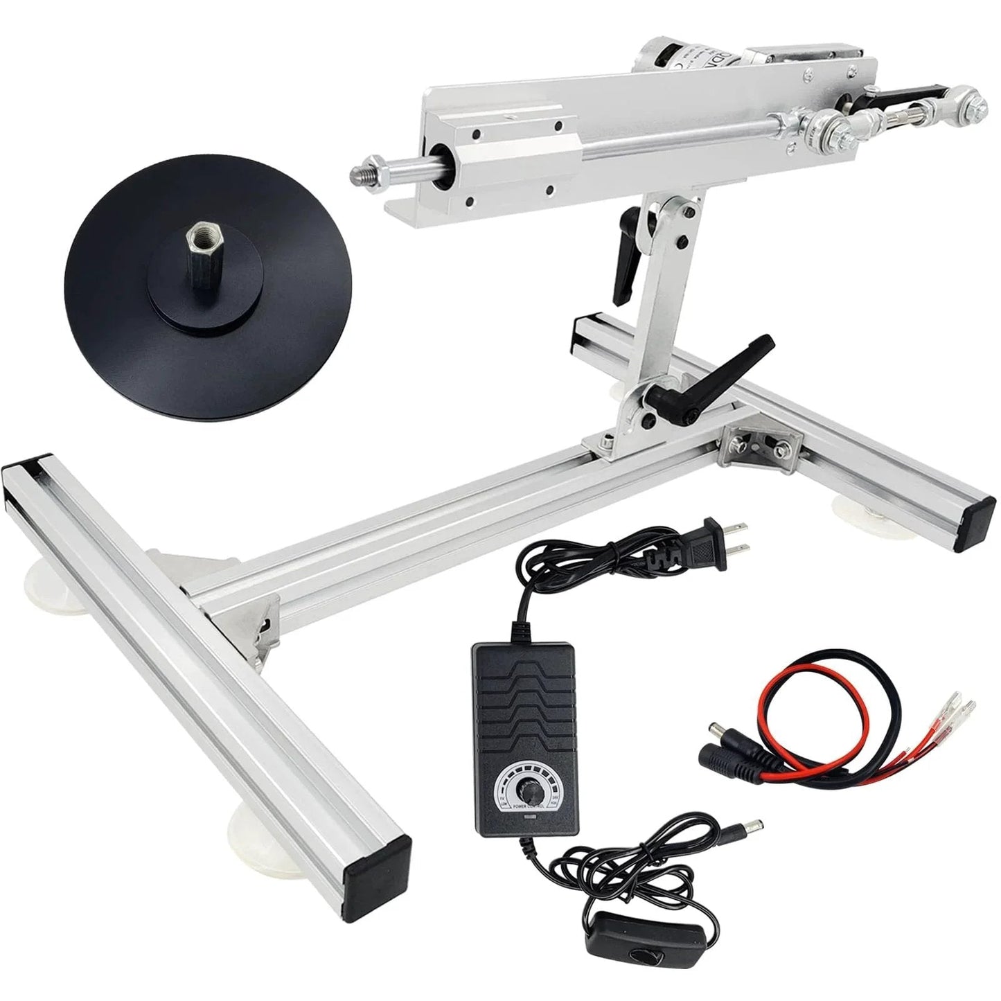 24V Reciprocating Linear Actuator With Telescopic Stroke 1.18 To 6 Inches, 120 RPM High Torque Up To 40 Lbs, Adjustable Stand, Built Tough Upgraded Handle, Suction Cup, And Speed Controller For Precise, Heavy Duty Positioning