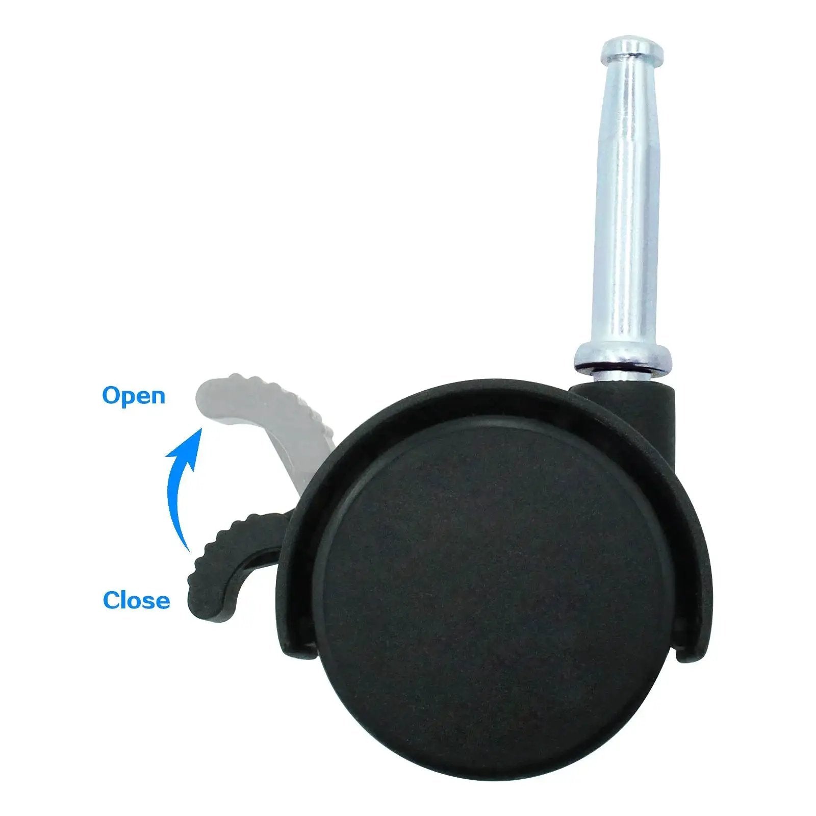 Side view of 2 Pack Locking Swivel Caster Replacement Wheels For Weber Gas Grill Stem Casters 2.5 Inch Twin Wheel Rubber Caster With Brake