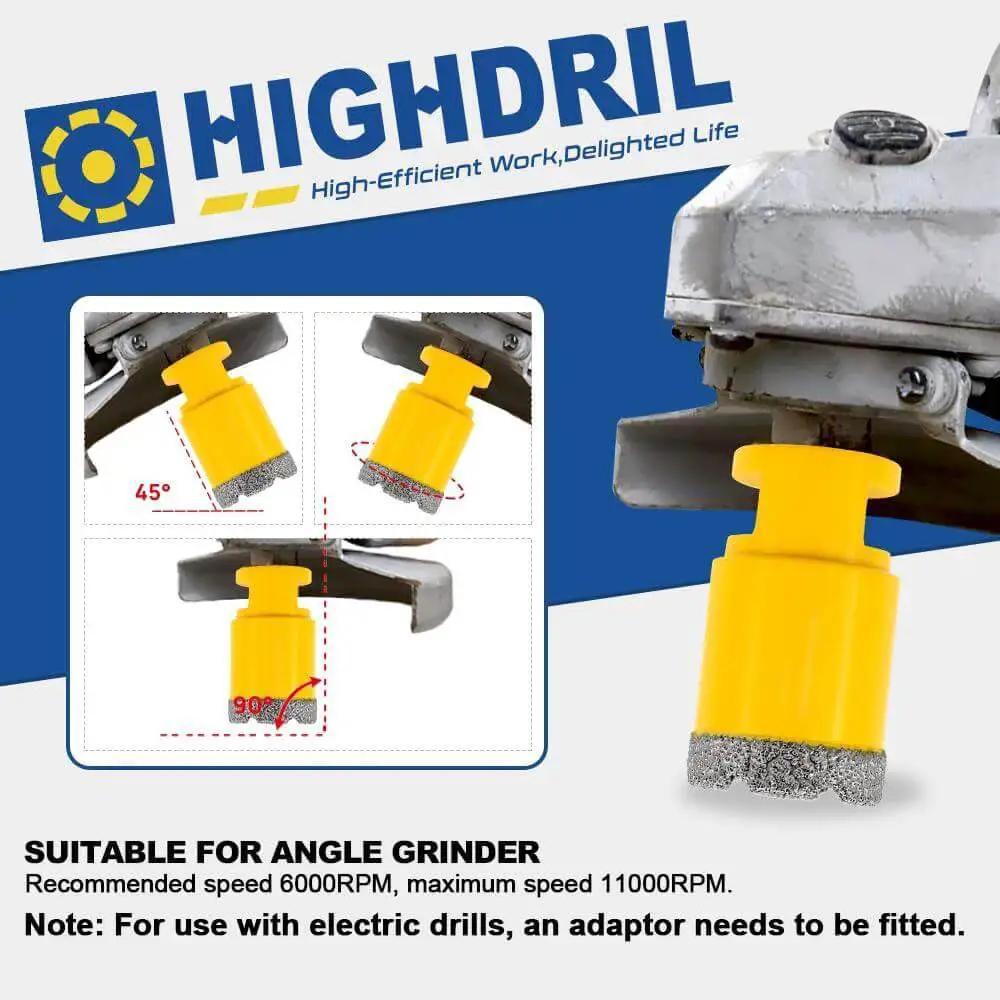Diamond Core Drill Bit Set For Porcelain Tile Ceramic Granite Marble Dry Drilling With Vacuum Brazed Diamonds on angle grinder