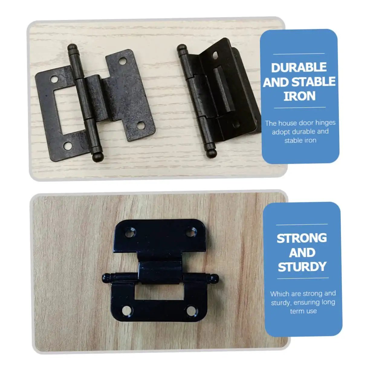 Heavy Duty Black Iron Kitchen Cabinet Door Hinges Set For Heavy Doors Six Pack 6.5 cm By 4 cm Replacement Hinges