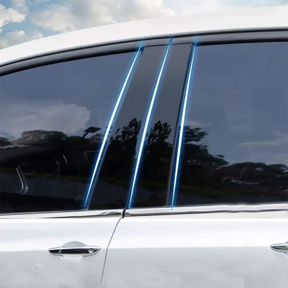 Jeep Cherokee B Pillar Trim Molding 6 Pieces Compatible 2014-2022 PC Durable installed on car side.