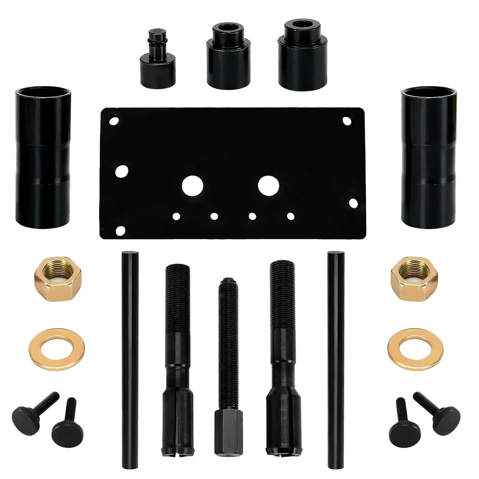Inner Cam Bearing Installer And Puller Tool For Harley Twin Cam Engines 1999 To 2017 laid out showing components and hardware.