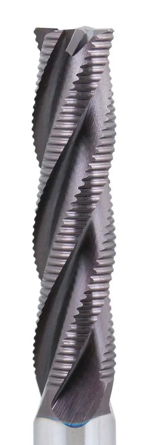 Front view of TiAlN Coated M42 8 Percent Cobalt Roughing End Mill 1/2 Inch Shank, 1/2 Inch Diameter, 2 Inch Flute Length