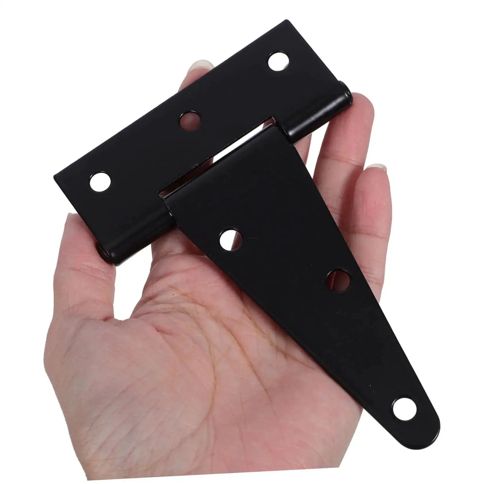 Heavy Duty Slotted Door Hinges Set For Outdoor Gates Sheds And Barns With High Toughness Iron Construction Extended T Shape Design For Enhanced Stability And Load Bearing Weather Resistant Easy Install Long Lasting Durability in a hand