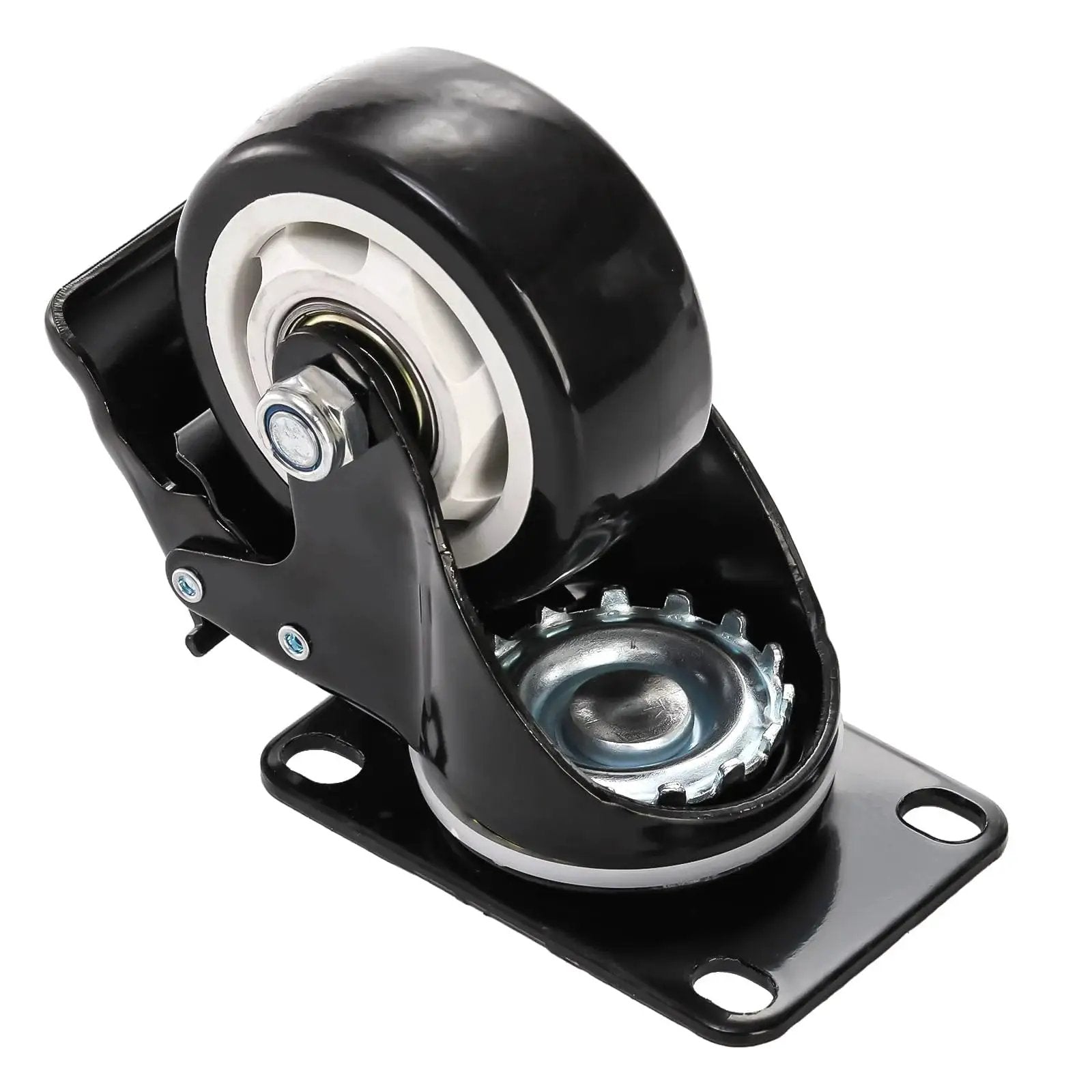 8 Pack 3 Inch Caster Wheels With Safety Brake Heavy Duty Swivel Plate Casters 360 Degree Rotating No Noise Wheel For Cart
