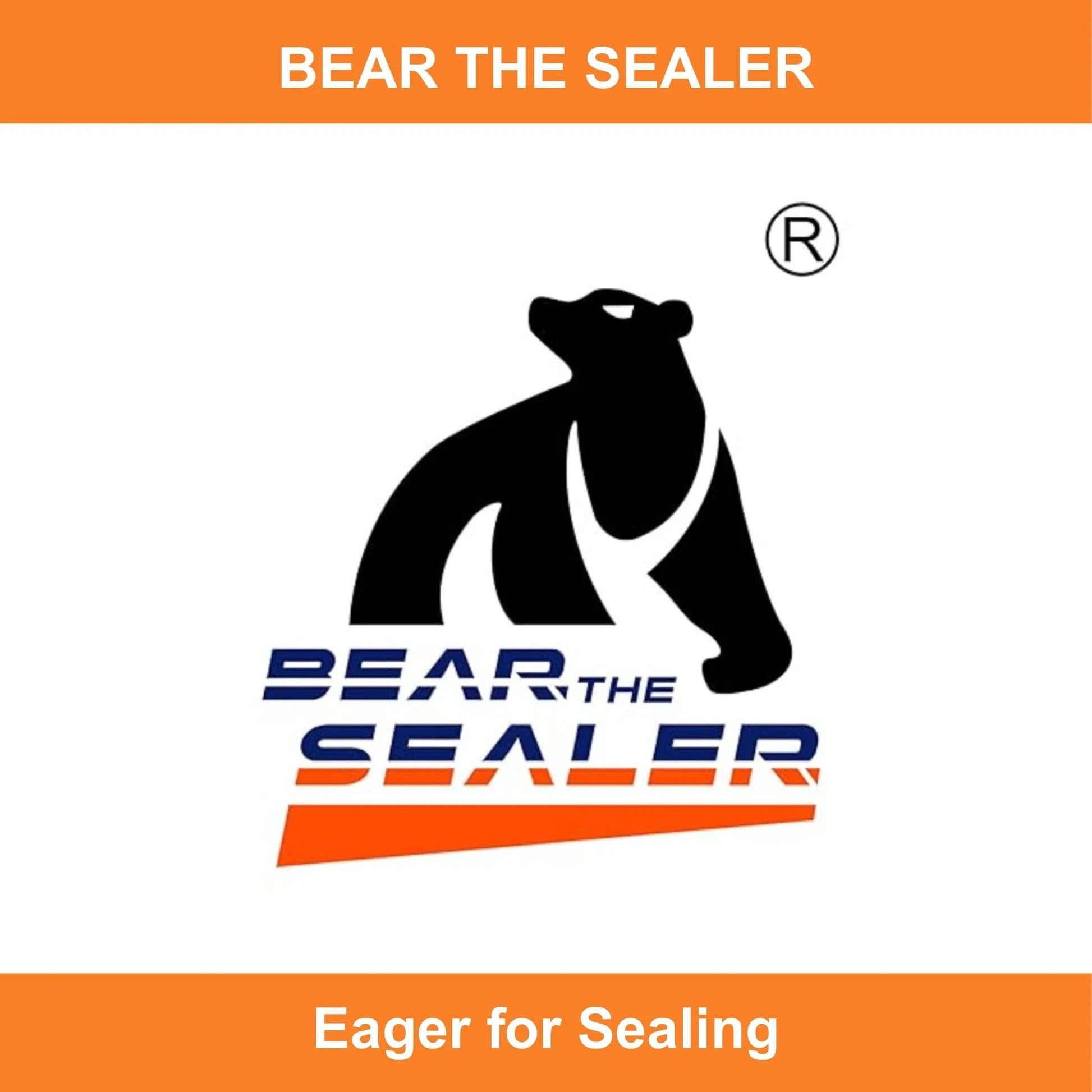 Bear The Sealer logo with a stylized bear silhouette and the slogan 'Eager for Sealing' in orange background.