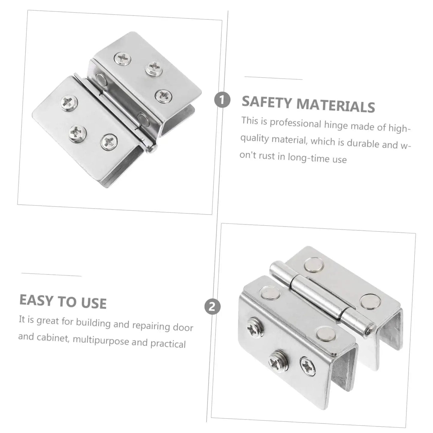Double Sided Stainless Steel Glass Door Hinges For Display Cabinets Heavy Duty Load Bearing Easy To Install 2 Pack Rust Resistant Fits Glass Doors Durable Cabinet Hinge Hardware Built To Last close-up