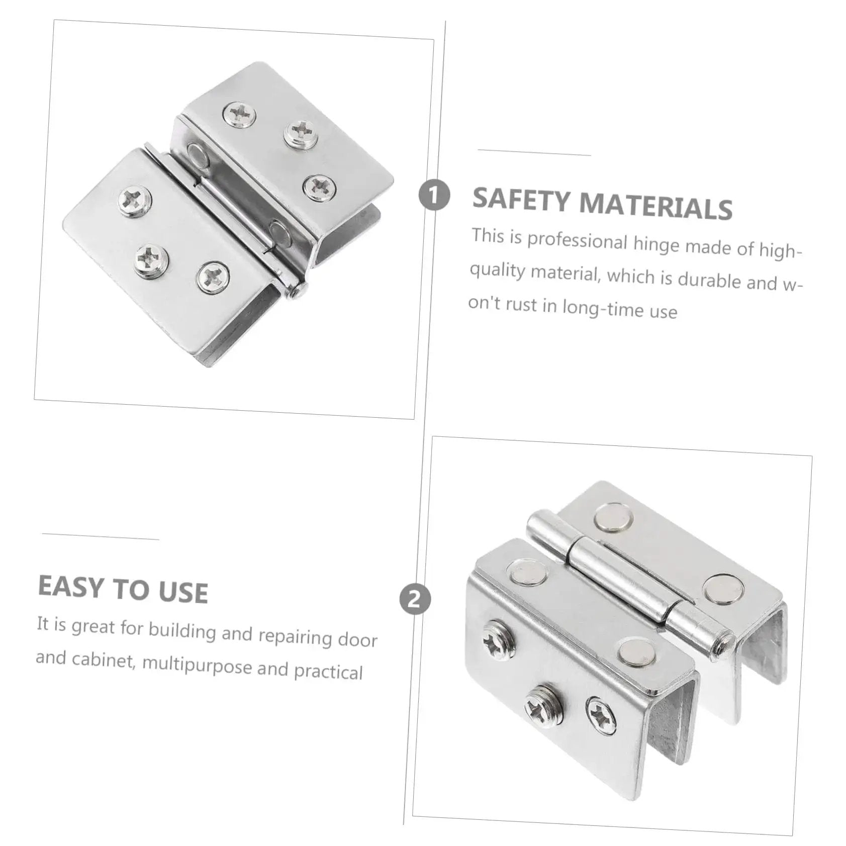 Double Sided Stainless Steel Glass Door Hinges For Display Cabinets Heavy Duty Load Bearing Easy To Install 2 Pack Rust Resistant Fits Glass Doors Durable Cabinet Hinge Hardware Built To Last close-up