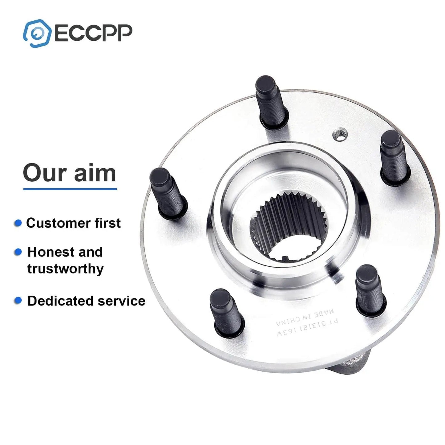Top view of Front/Rear 5-Lug Wheel Hub Bearing Assembly w/ABS for 1997-2010 Buick Cadillac GM models with ECCPP branding