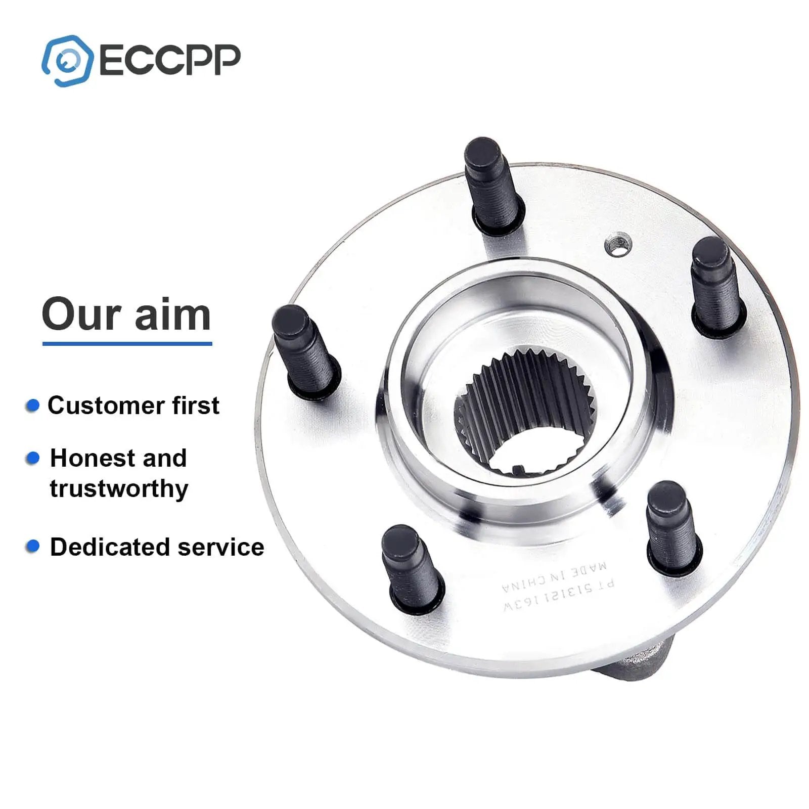 Top view of Front/Rear 5-Lug Wheel Hub Bearing Assembly w/ABS for 1997-2010 Buick Cadillac GM models with ECCPP branding