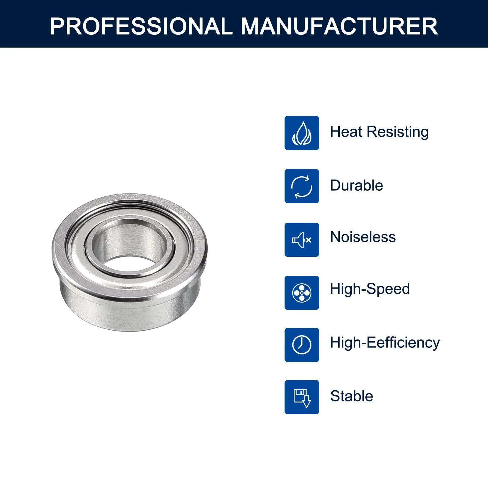 Flanged Miniature Ball Bearing Three Sixteenths Inch Inner Diameter Three Eighths Inch Outer Diameter One Eighth Inch Width Deep Groove Double Shielded