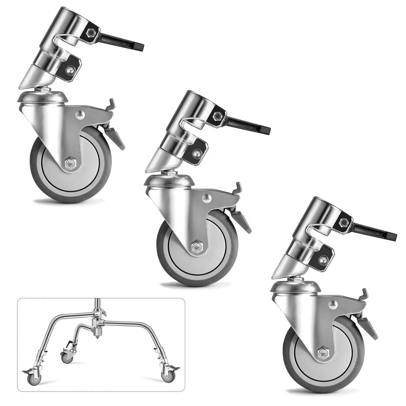 Swivel Caster Wheels Set For C Stand 25mm Legs Compatible With Takerers Neewer And Other 25mm C Stand Bases 3 Pack
