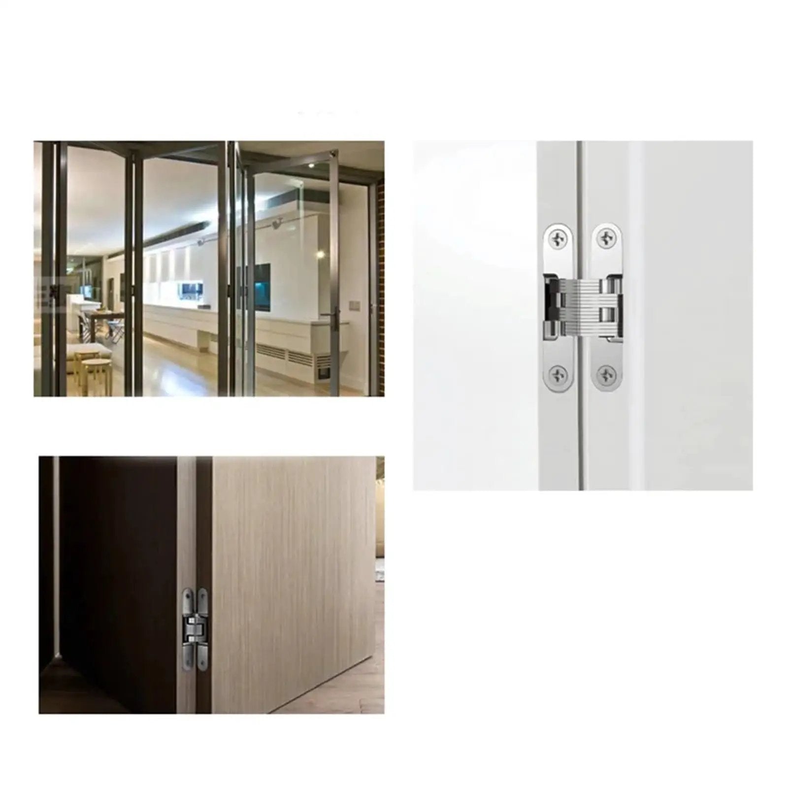 Heavy Duty Sealed Bearing Gate Hinges For 180 Degree Concealed Folding Doors installed on wood and metal surfaces