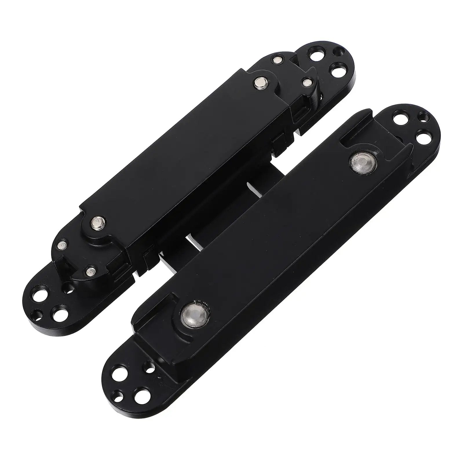 Black metal Beefy Heavy Duty Concealed Door Hinge For Wood Doors Adjustable Multi Directional Invisible Cross Hinge 180 Degree Swing Load Bearing 40kg