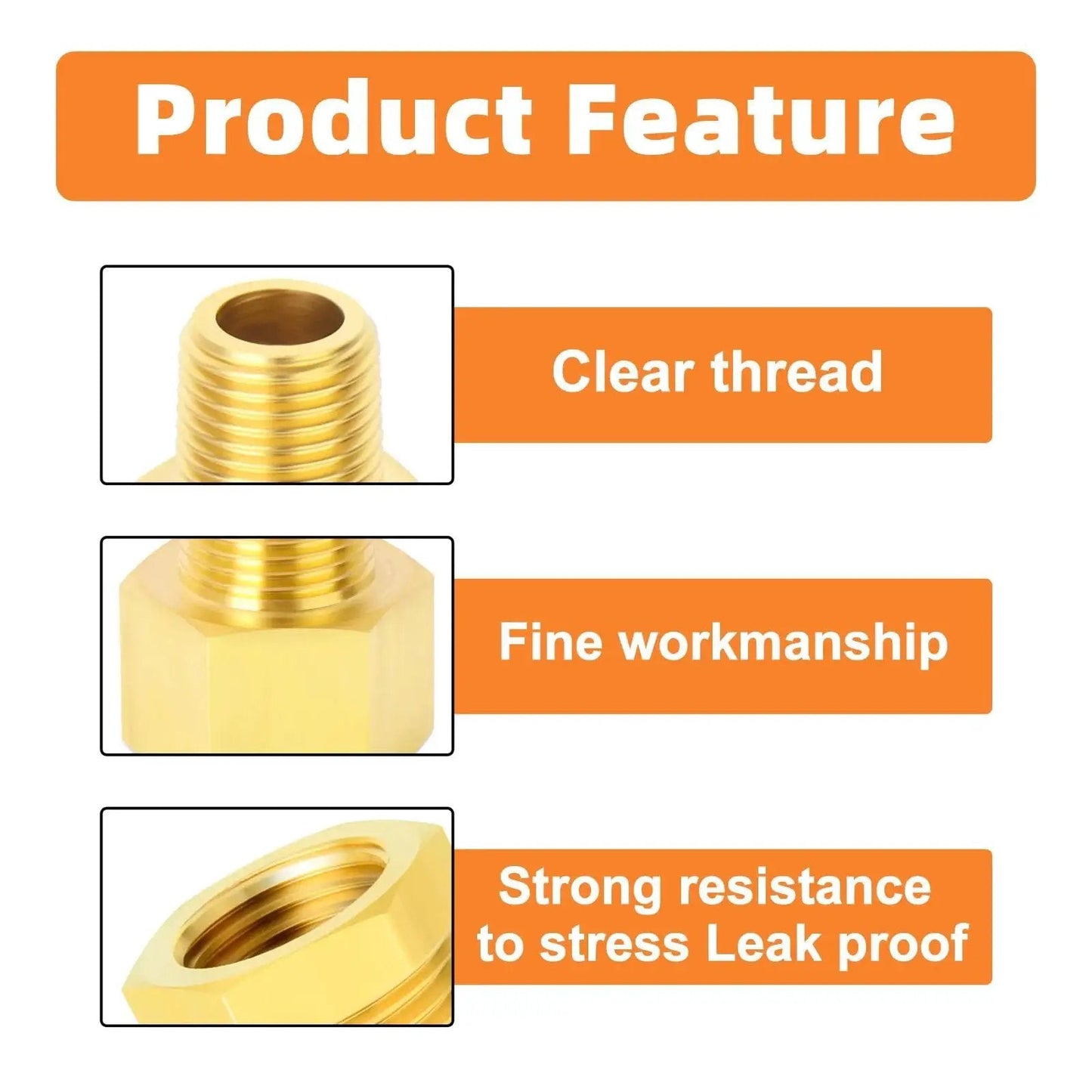 Durable Brass Pipe Fitting Set with 15 Pieces Including Hex Bushings Reducer Adapters and Reducing Nipples Three Eighths Inch NPT to Quarter Inch NPT