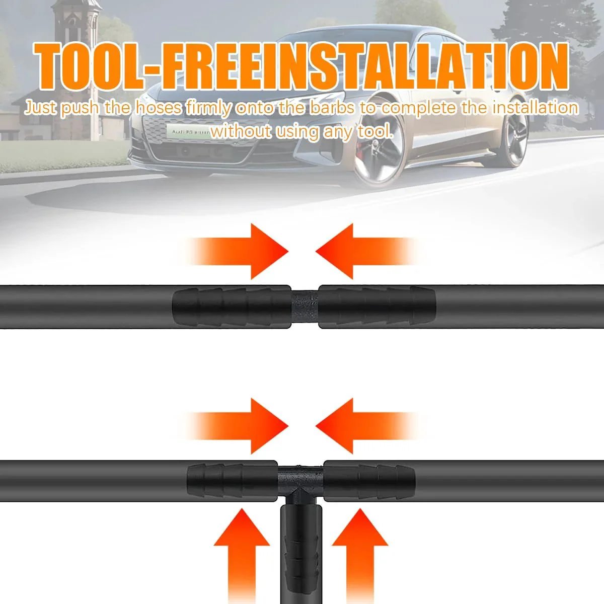 Car Vacuum Line Fitting Kit With 113 Piece Nylon Heat Resistant Tubing Fittings for tool-free installation demonstration