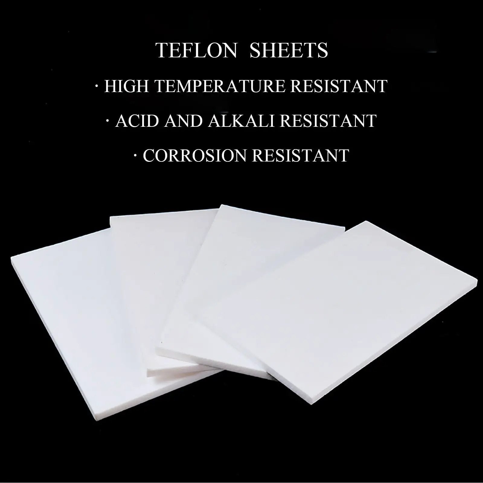 White PTFE Plastic Sheet 200mm by 200mm 5mm Thick Nonstick High Performance Board for Industrial and DIY Projects, view of multiple sheets.