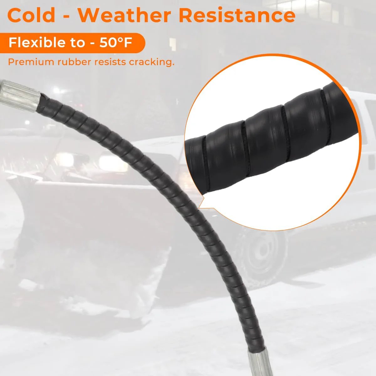 Heavy Duty Snow Plow Hydraulic Hose Set Replacement For Western 56616 56617 And Fisher 56591 56592 close-up of cold-resistant two-wire hose