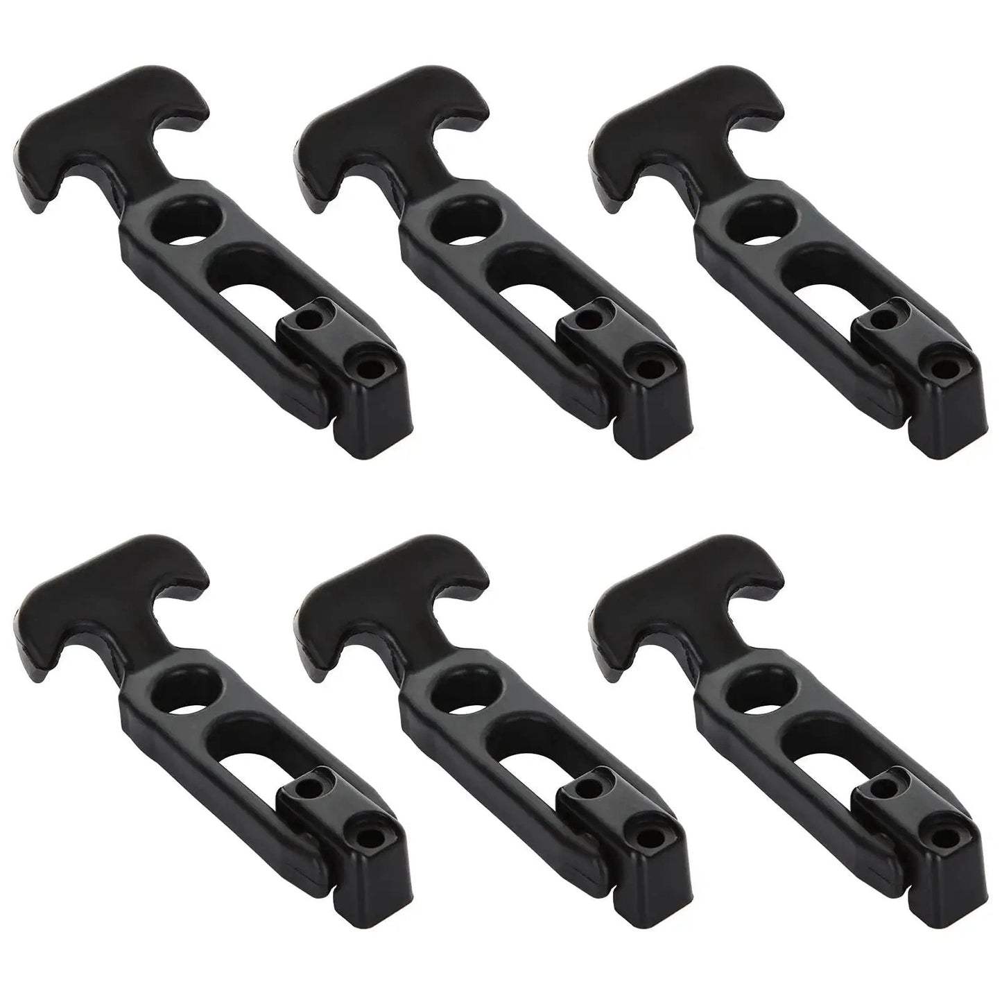Six Pack Rubber T Handle Draw Latch 4.3 Inch Hasp For Tool Boxes And Equipment, front view showing six black latches.