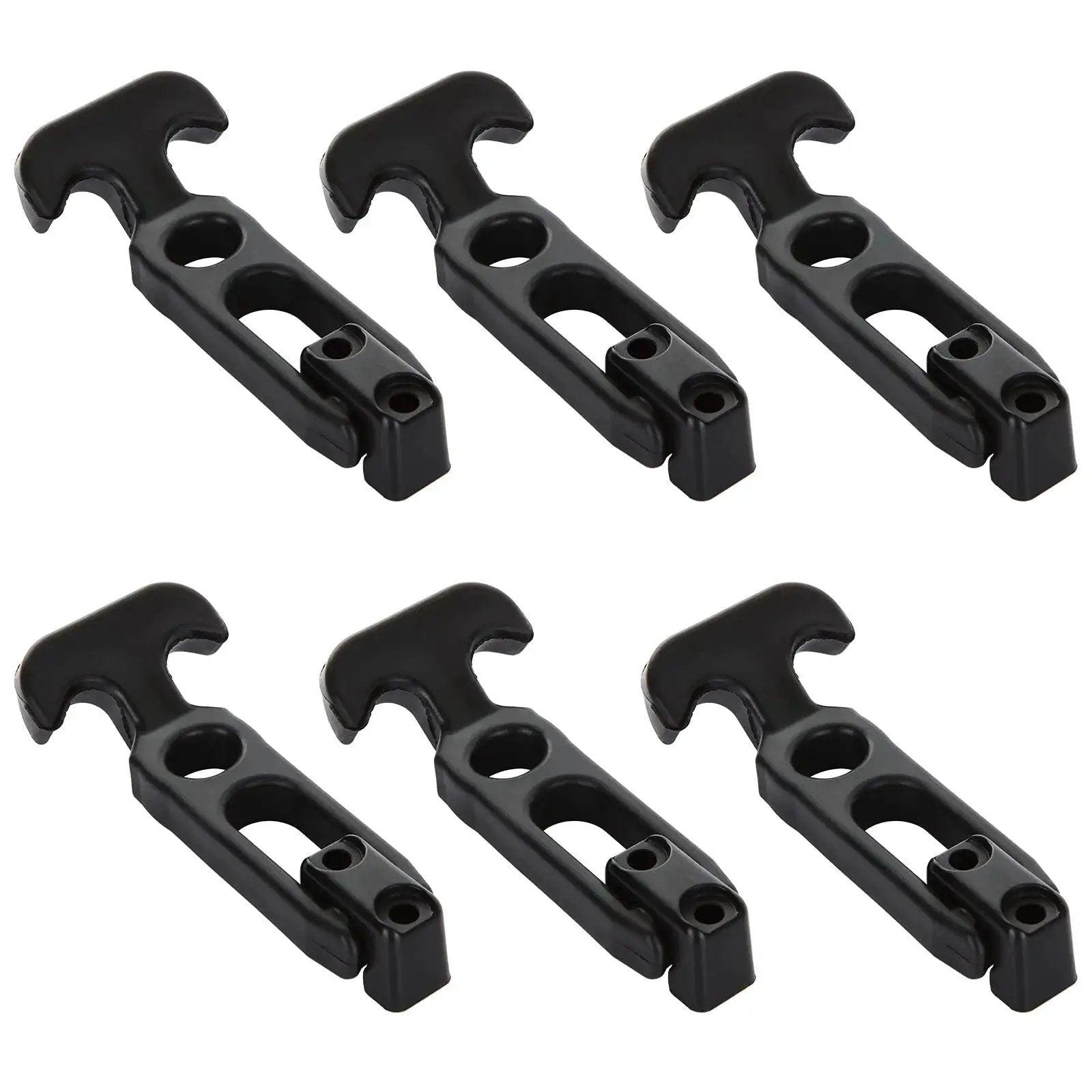 Six Pack Rubber T Handle Draw Latch 4.3 Inch Hasp For Tool Boxes And Equipment, front view showing six black latches.