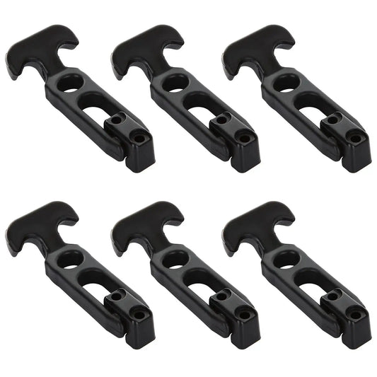 Six Pack Rubber T Handle Draw Latch 4.3 Inch Hasp For Tool Boxes And Equipment, front view showing six black latches.