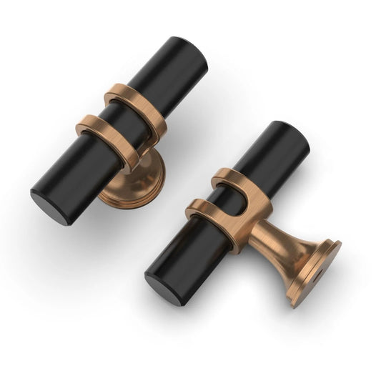 10 Pack Champagne Bronze And Matte Black Zinc Cabinet Knobs For Kitchen Cabinets And Dresser Drawers Durable Hardware Set With Individual Secure Packaging