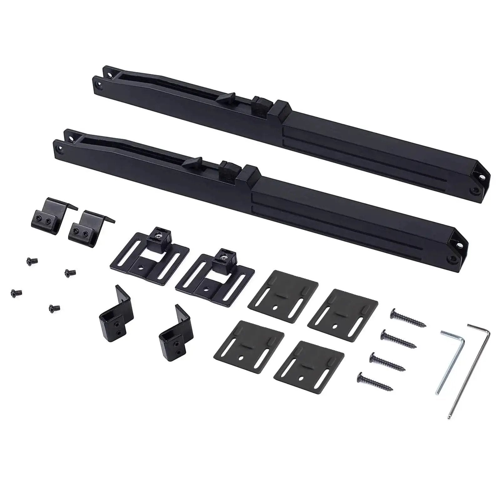 Hole-Free Barn Door Soft Close Mechanism, Upgraded Sliding Door Hardware With Spring Buffer Damper shown with installation kit