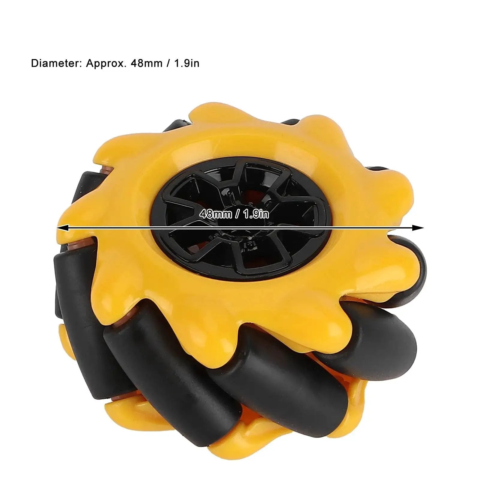 48mm Omni Mecanum Wheel for Geared Motors, rubber-coated for smooth movement in robotics projects and RC cars.