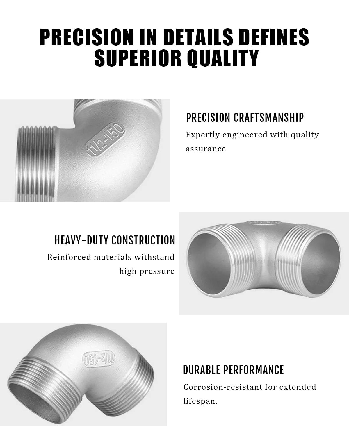 One Pack One Half Inch Stainless Steel 304 90 Degree Street Elbow With Male NPT Threads On Both Ends For Water Gas And Oil Lines Handles Up To 150 PSI High Pressure Durable Plumbing Fittings AGUTEA