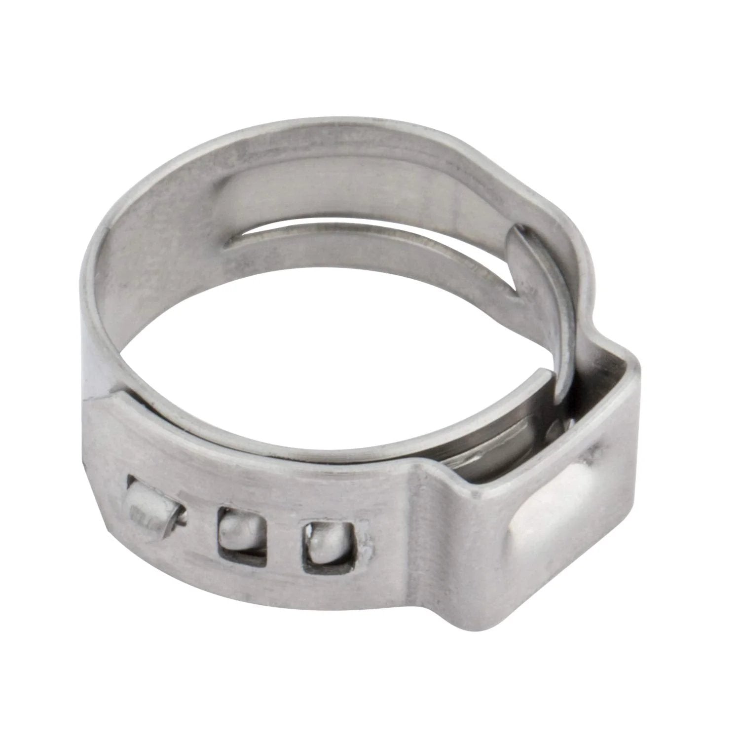 Close-up of 25 Pack 304 Stainless Steel Single Ear Hose Clamps Stepless 10.3-12.8mm Fit Corrosion Resistant No Protrusion Inner Heavy Duty Clamp