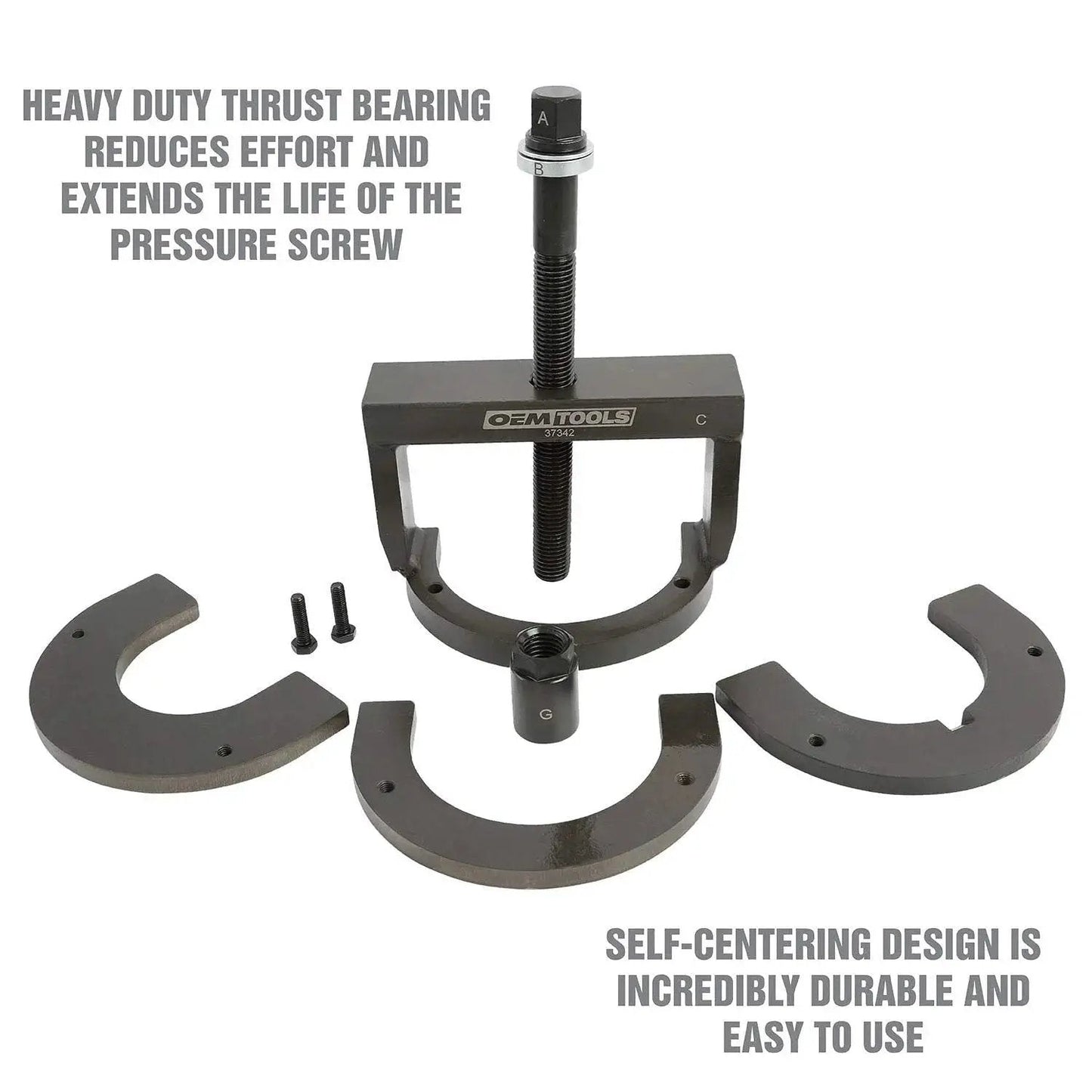 Master Wheel Bearing Removal Tool And Installer Kit with self-centering design and thrust bearing for on-vehicle use, components displayed.
