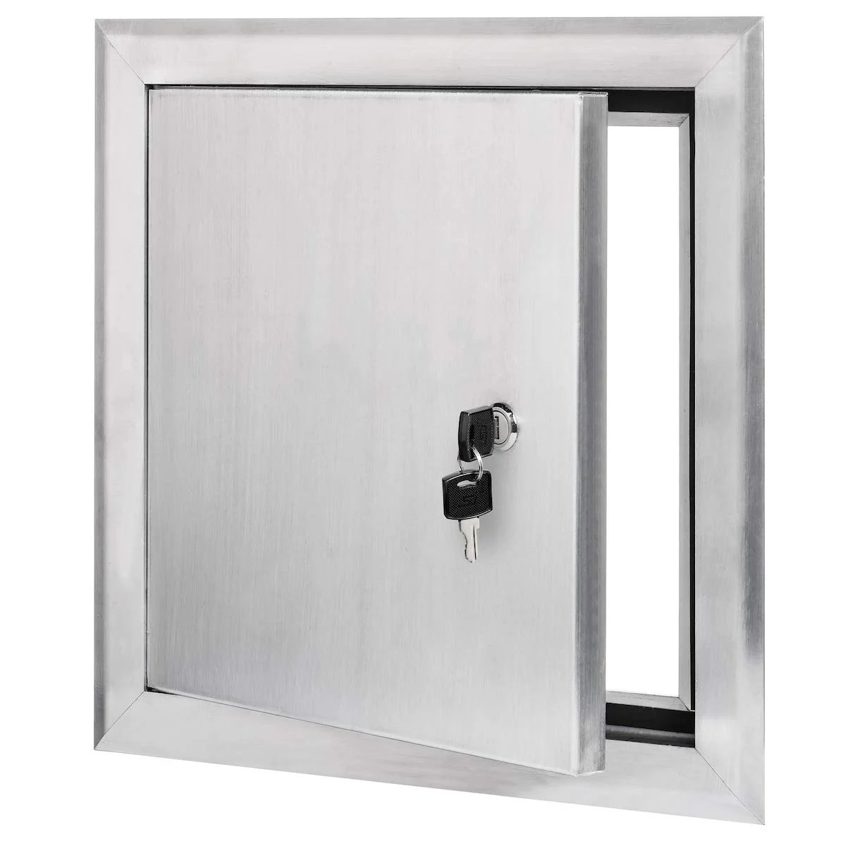 Aluminum Access Panel Door With Keyed Latch 24x24 Insulated Three Quarter Inch Polystyrene Exterior Or Interior Use Wall Or Ceiling Mounted