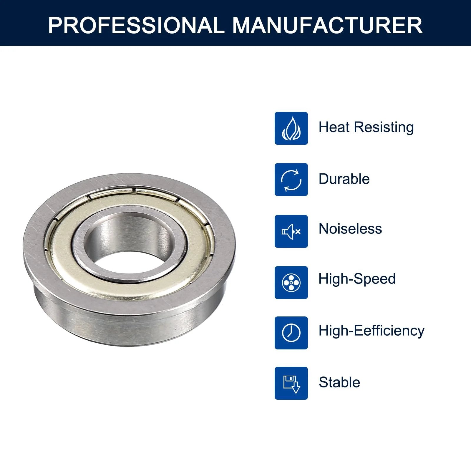 Flanged Ball Bearing FR6ZZ 3/8 Inch Inner Diameter 7/8 Inch Outer Diameter 9/32 Inch Width Heavy Duty Double Metal Shield Pre Lubricated Chrome Steel GCr15 Bearing