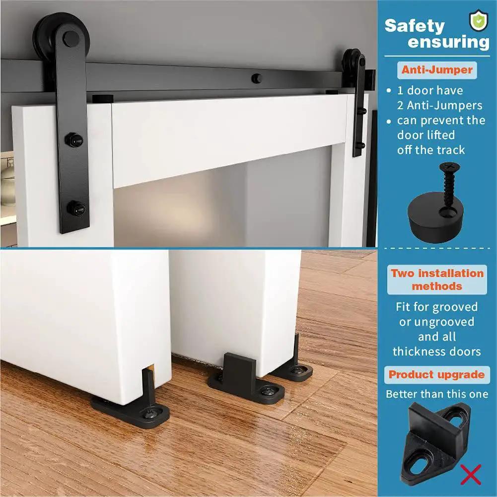 Heavy Duty Sliding Barn Door Roller Hanger With Anti Jumper Stopper Floor Guide And Accessories For Third And Fourth Doors