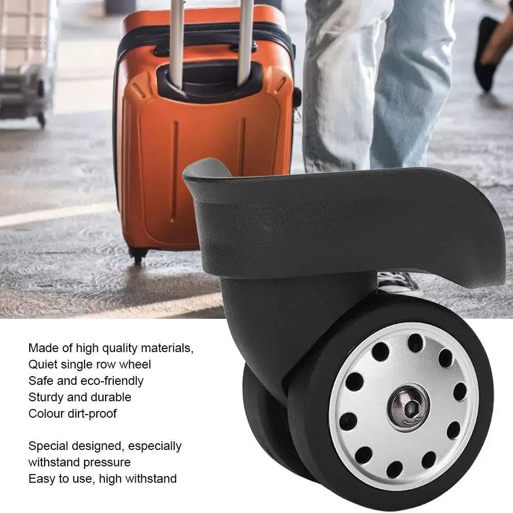 Multihole Suitcase Wheel Set In Black Universal Luggage Replacement Wheels Pair With Braked Stop Function Durable And Impact Resistant