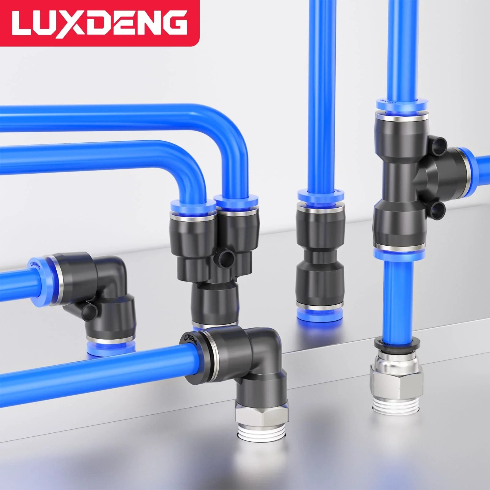 Blue 6mm OD Tee Push To Connect Tube Fittings For Air And Vacuum Quick Connect Pneumatic Connector Compatible With PU PA PE PVC Tubing Pack Of 10