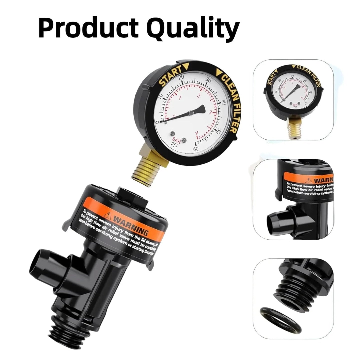 Easy Install Replacement Air Relief Valve 98209800 For Pentair FNS Plus SMBW 2000 4000 Series Pool Filters with gauge