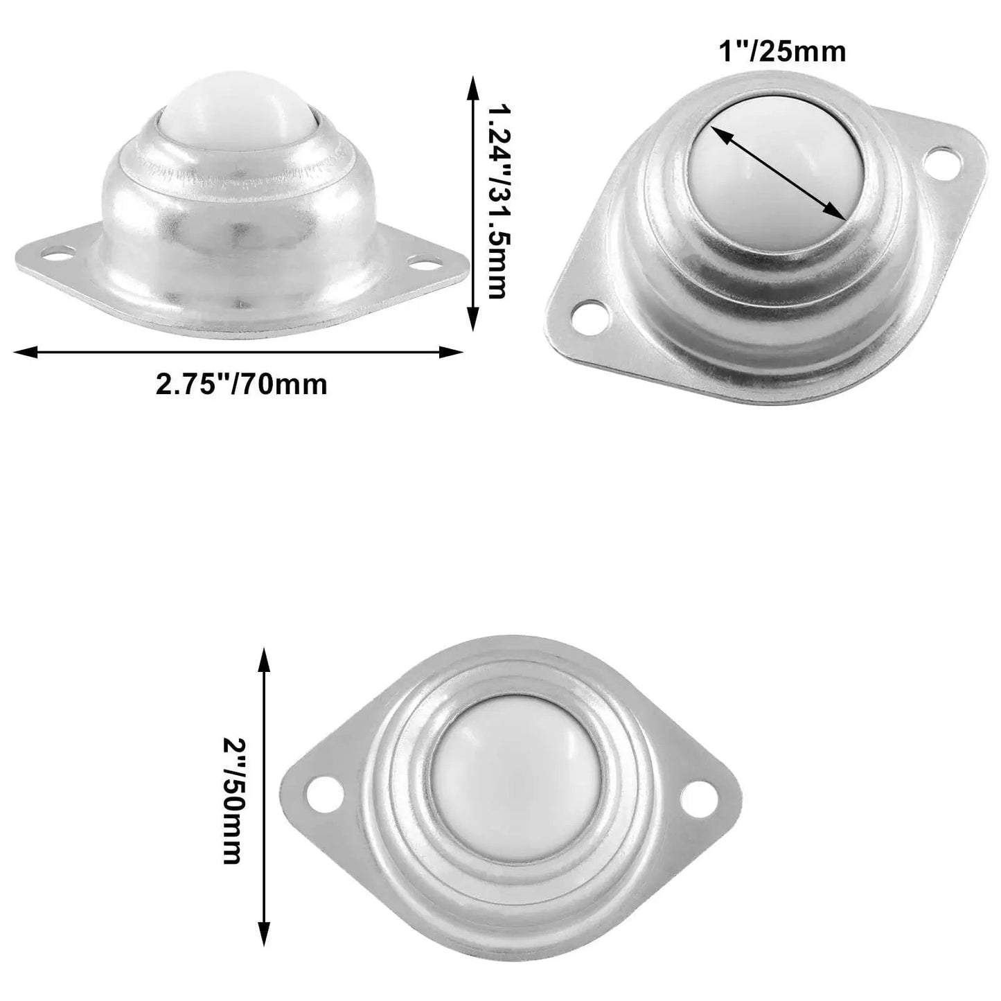 Eight Pcs 1 Inch Ball Transfer Bearings Set Nylon Conveyor Ball Rollers With 360 Degree Rotation Each Ball Supports Up To 66 Lbs