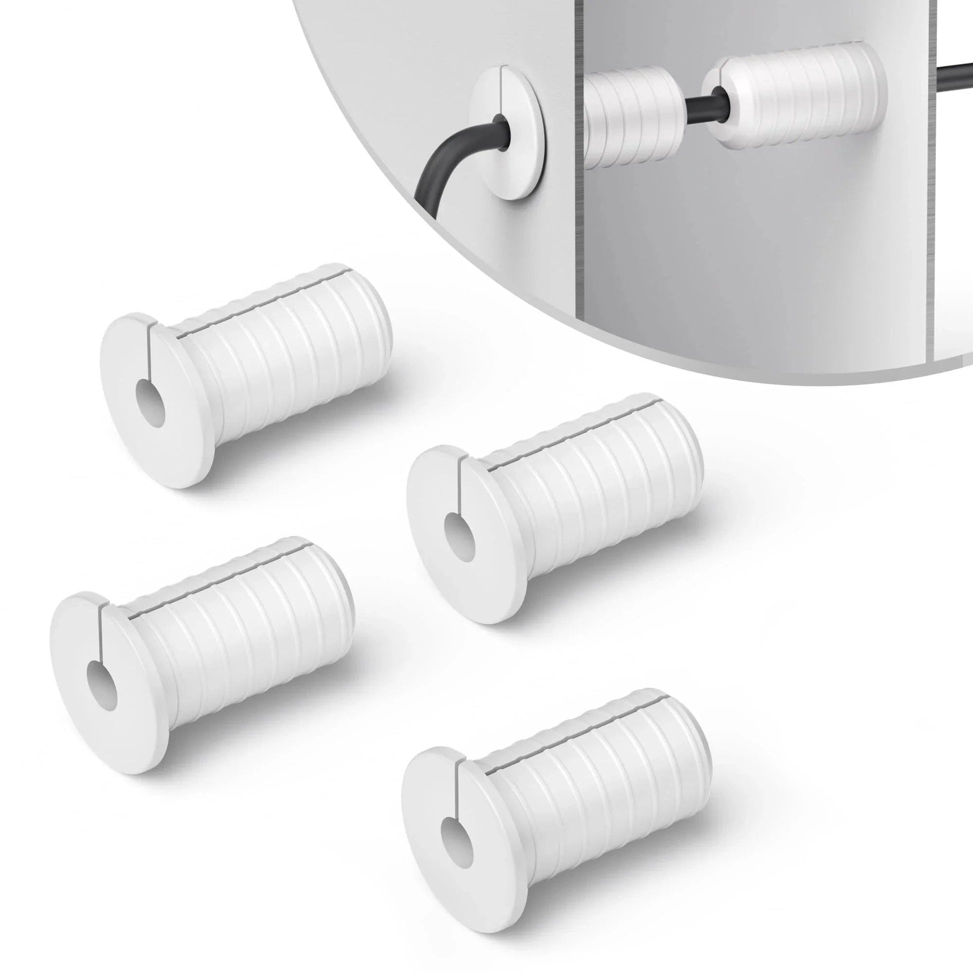 Four Pack White Wall Grommets for Starlink Cable Routing Kit with 19mm Outer Diameter and 7mm Inner Hole for Concealed Cable Management