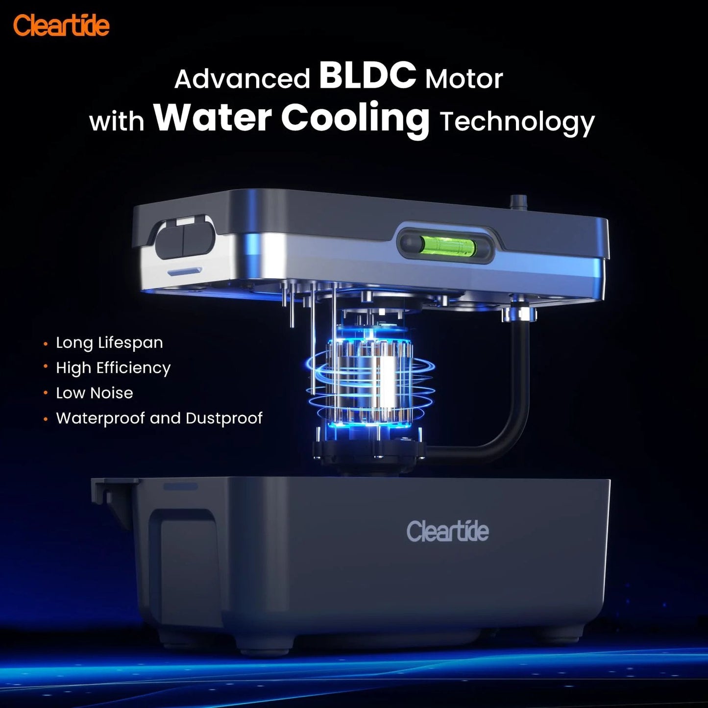 Super Quiet Condensate Pump For HVAC Systems With Safety Switch, 1/30 HP, 135 GPH showing advanced BLDC motor with water cooling