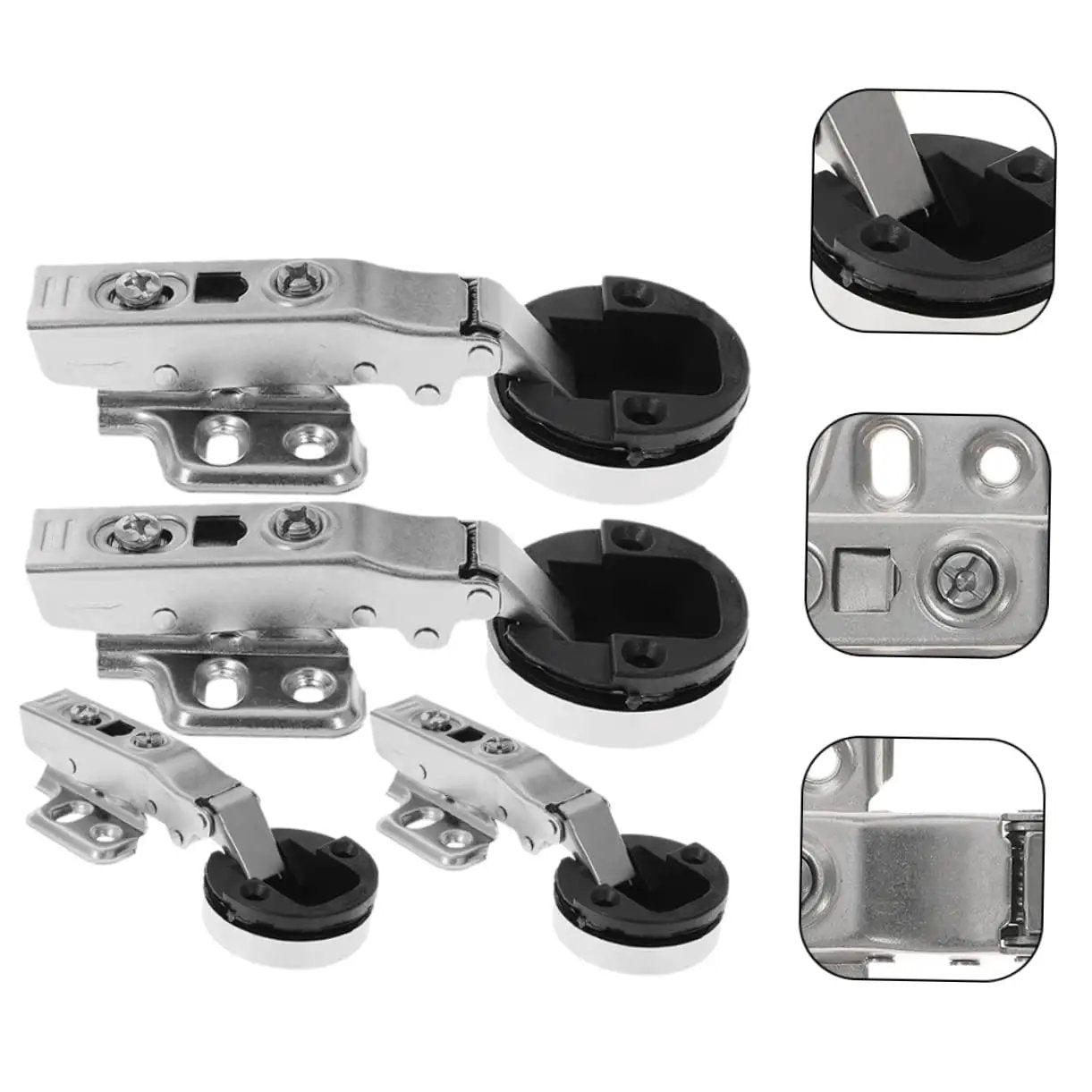 Hydraulic Glass Door Hinges 4 Pack For Frameless Cabinets And Cupboards With Soft Close Damping Silver Finish Durable Cold Rolled Steel