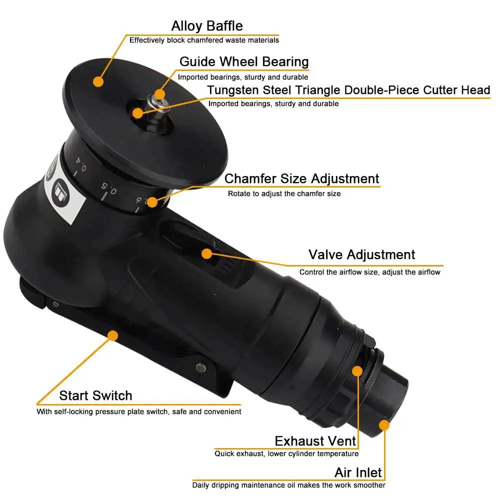 Mini Pneumatic Chamfering Tool For Fast Metal Deburring And Beveling, Portable Handheld Air Chamfer Tool With 45 Degree Chamfer