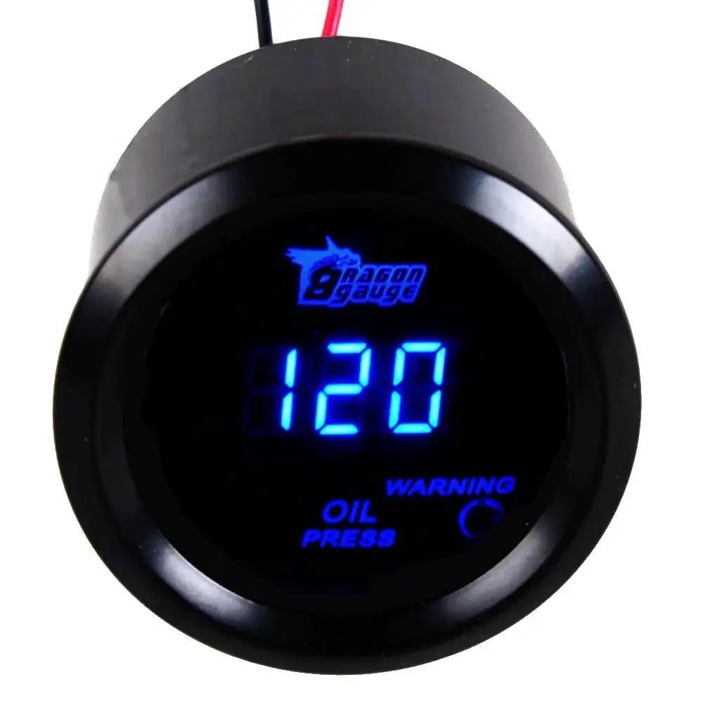 Digital Oil Pressure Gauge For Cars 2 Inch 52mm With Blue LED Display showing 120 PSI
