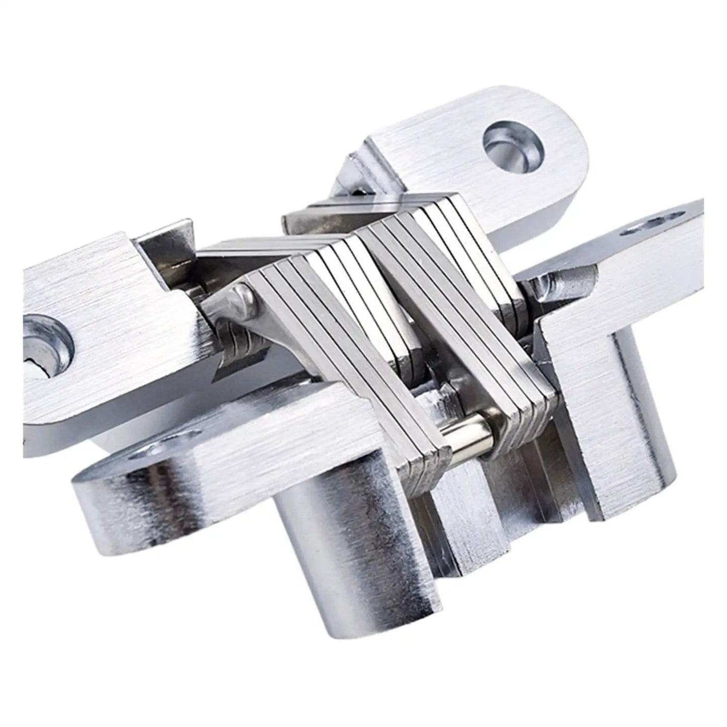 Close-up of 180 Degree Concealed Hinge For Folding Doors And Screens Beefy Heavy Duty Hidden Door Hardware With Zinc Alloy Body And Stainless Steel Bearings