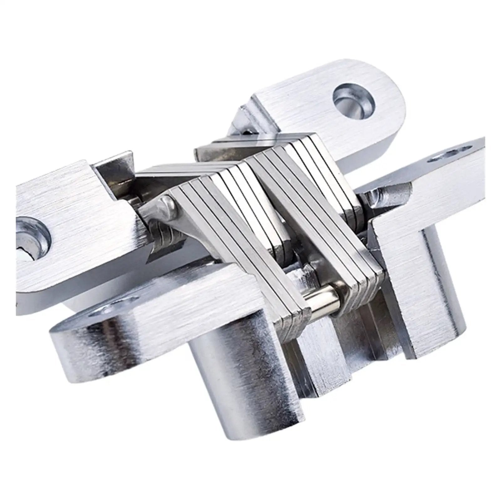 Close-up of 180 Degree Concealed Hinge For Folding Doors And Screens Beefy Heavy Duty Hidden Door Hardware With Zinc Alloy Body And Stainless Steel Bearings